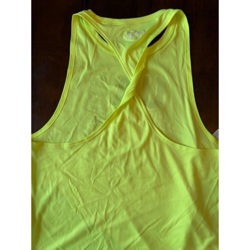 Under Armor racer back tank top, size YXL, Athletic breathable heat gear neon - Picture 6 of 6